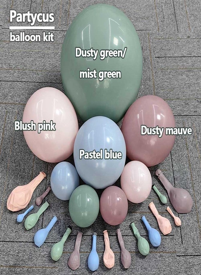 Partycus Pink Blue Green Balloon Arch Double Stuffed Dusty Green Pastel Blue Blush Mauve Latex Balloon Garland Kit for Boho Baby Shower Christmas Gender Reveal Floral Birthday Tea Party Decoration - Image 3